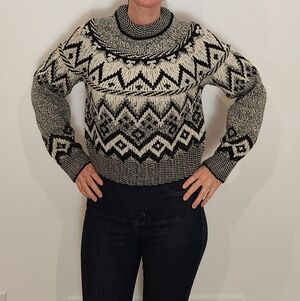 Buffalo David Bitton Black and Cream Cowl Neck Sweater
